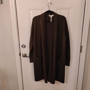 Michael Kors Long Open-Front Cardigan in Hunter Green